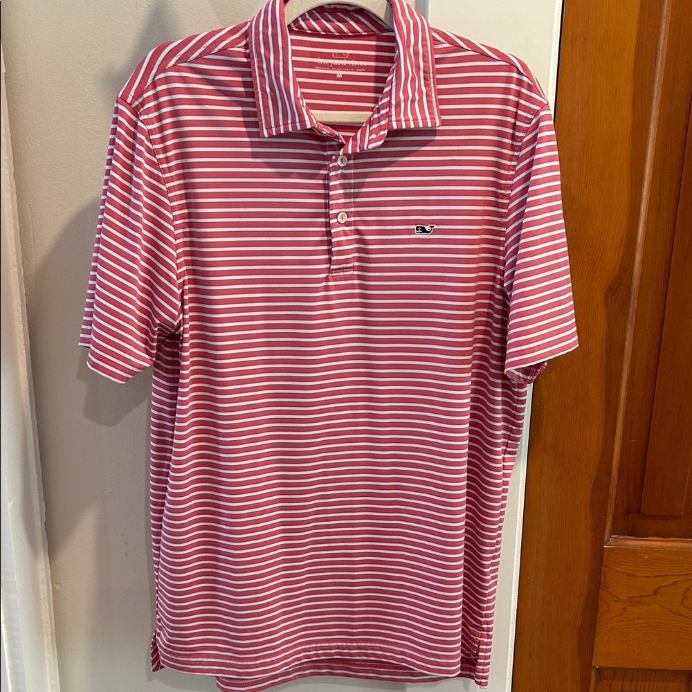 Vineyard Vines Men's Pink Striped Polo Shirt